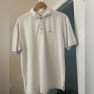 Tommy Bahama Men’s Polo Shirt. Size is Large. Color is White.